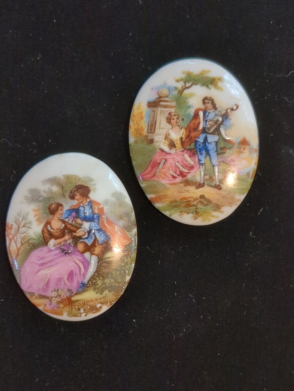 Limoges Porcelain Medallions Courting